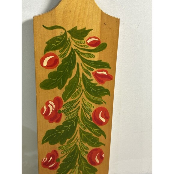 Vintage Hand Painted Wood Kitchen Wall Art Red Flowers PA Dutch Style Vermont - Picture 2 of 9